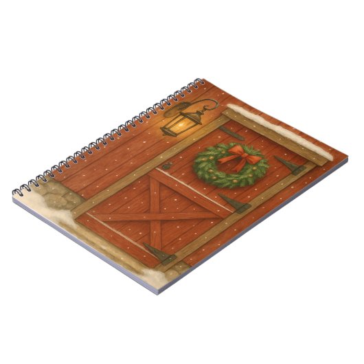 Rustic Barn Door Christmas Card ノートブック (左側)