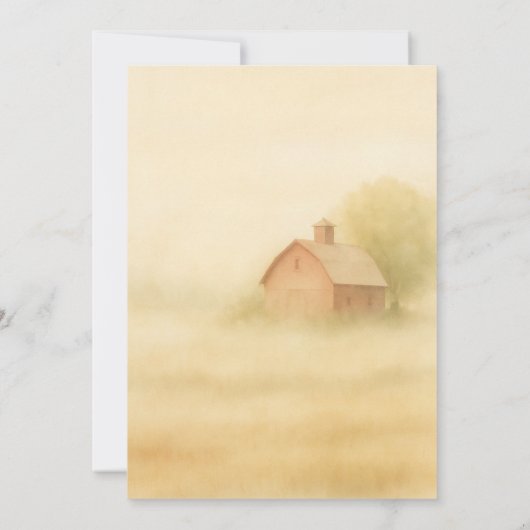 Rustic Barn Farmhouse Watercolor Wedding  招待状 (裏面)