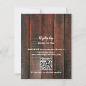 Rustic Barn Lace Wood QR Code String Light Wedding 出欠カード (裏面)