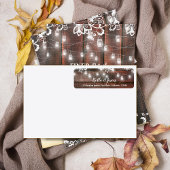 Rustic Barn Lace Wood String Light Wedding Address ラベル