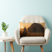 Rustic Barn Sunset Pillow - Country Western Farm  ランバークッション (椅子)