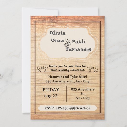 Rustic Barn Wedding Invitation Template 招待状 (正面)