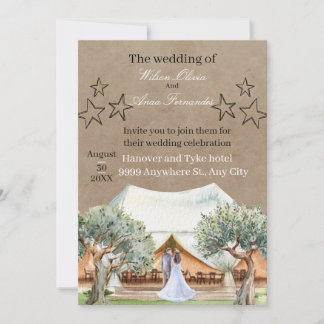 Rustic Barn Wedding Invitation Template | Watercol 招待状