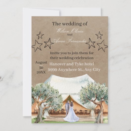Rustic Barn Wedding Invitation Template | Watercol 招待状 (正面)