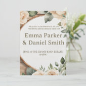 Rustic Barn Wedding Invitation with String Lights  招待状 (スタンド正面)