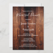Rustic barn wood country wedding rehearsal dinner 招待状 (正面)
