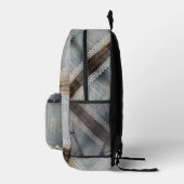 Rustic Barn Wood Lace Boho Chic Office Workspace  プリントバックパック (右)