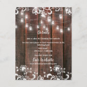 Rustic Barn Wood Lace String Lights Wedding Detail エンクロージャーカード (正面)