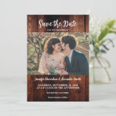 Rustic barn wood photo country save the date 招待状 (スタンド正面)