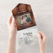 Rustic barn wood photo country Wedding オールインワン招待状 (貼ってはがせる)