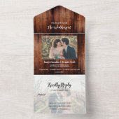 Rustic barn wood photo country Wedding オールインワン招待状 (内側)