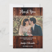 Rustic barn wood photo country wedding サンキューカード (正面)