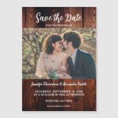 Rustic barn wood photo magnetic Save the Date (正面)