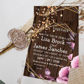 Rustic Barn Wood String Lights Wedding Invitation  招待状