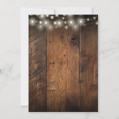 Rustic Barn Wood String Lights Wedding Reception 招待状 (裏面)