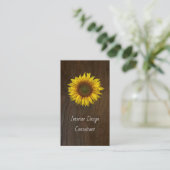 Rustic Barn Wood Sunflower Designer QR code  名刺 (スタンド正面)