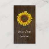 Rustic Barn Wood Sunflower Designer QR code  名刺 (正面)