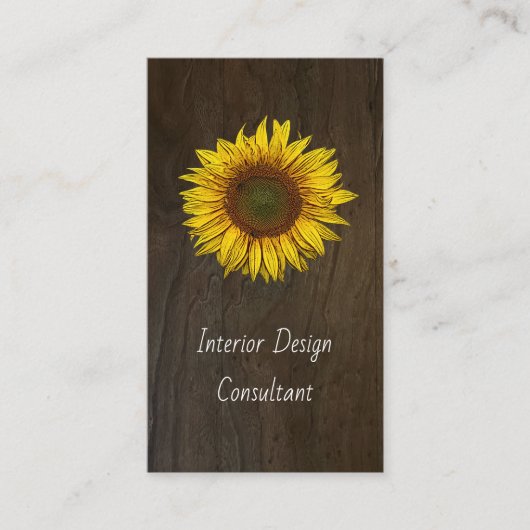 Rustic Barn Wood Sunflower Designer QR code 名刺 (正面)