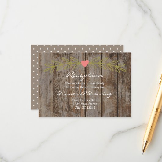 Rustic Barn Wood Wedding Reception Enclosure Card エンクロージャーカード (正面/裏面インサイチュ)