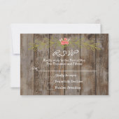 Rustic Barn Wood Wedding Response Card 出欠カード (正面)