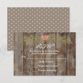 Rustic Barn Wood Wedding Response Card 出欠カード (正面/裏面)