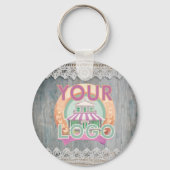 Rustic Barnwood Lace Branding Business Logo QR キーホルダー (正面)