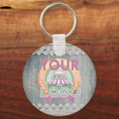 Rustic Barnwood Lace Branding Business Logo QR キーホルダー (正面)