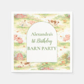 Rustic Barnyard Farm Animals 1st Birthday スタンダードカクテルナプキン (正面)