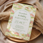 Rustic Barnyard Farm Animals 1st Birthday 招待状