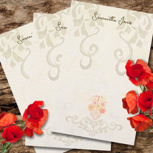 Rustic Baroque Floral Mexican Sacred Heart 便箋