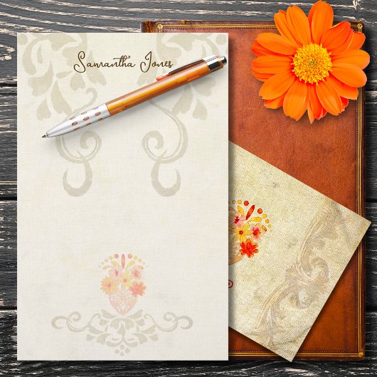 Rustic Baroque Floral Mexican Sacred Heart 便箋