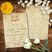 Rustic Baroque Floral Mexican Wedding 出欠カード