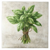 Rustic Basil Herb Faux Ceramic Tile タイル (正面)