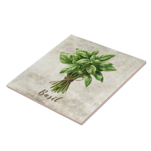 Rustic Basil Herb Spice Faux Ceramic Tile タイル (側面)