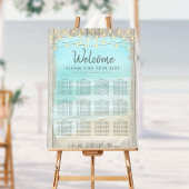 Rustic Beach String Lights Wedding Seating Chart ポスター