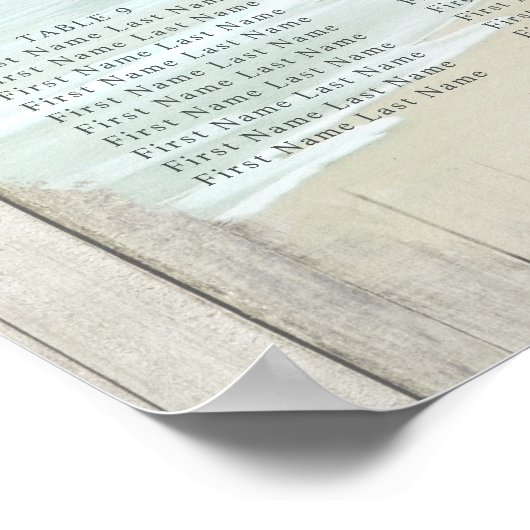 Rustic Beach String Lights Wedding Seating Chart ポスター (角)