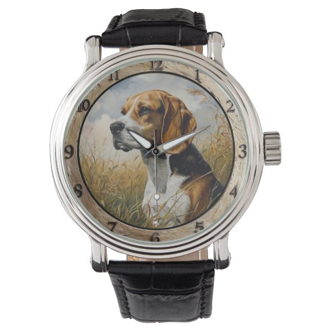 Rustic Beagle Dog  腕時計 (正面)