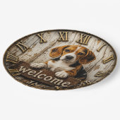 Rustic Beagle Welcome Farmhouse ペーパープレート (アングル)