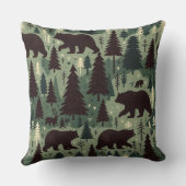 Rustic Bear and Forest Scene クッション (裏面)