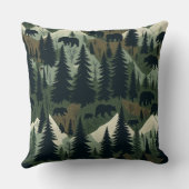 Rustic Bear and Forest Scene クッション (裏面)