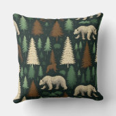 Rustic Bear and Forest Scene クッション (裏面)
