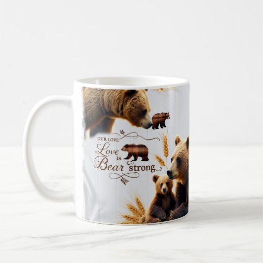 Rustic Bear Family Love is Strong Classic Mug コーヒーマグカップ (左)