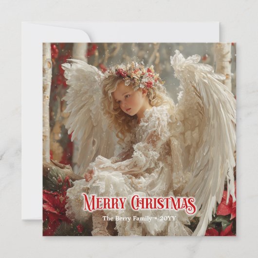 Rustic beautiful angel digital Christmas greeting シーズンカード (正面)