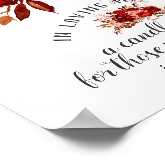 Rustic Beauty Floral In Loving Memory Table Sign ポスター (角)