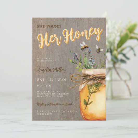 Rustic Bee She Found Her Honey Bridal Shower 招待状 (スタンド正面)