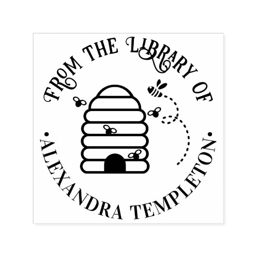 Rustic Beehive, Flying Bees #1 Library Book Name セルフインキングスタンプ (デザイン)