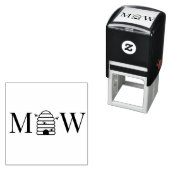 Rustic Beehive with Bees Couple Wedding 2 Initial  セルフインキングスタンプ (インサイチュ)