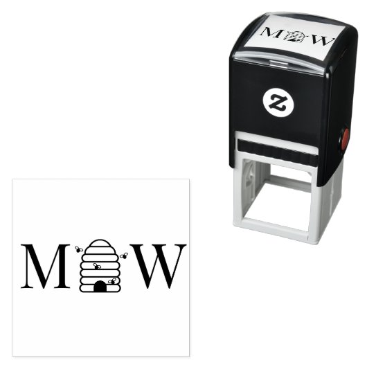 Rustic Beehive with Bees Couple Wedding 2 Initial セルフインキングスタンプ (インサイチュ)