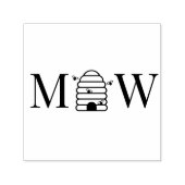 Rustic Beehive with Bees Couple Wedding 2 Initial セルフインキングスタンプ (デザイン)