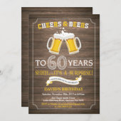  rustic beer サプライズ 60歳の誕生日招待状 招待状 (正面/裏面)